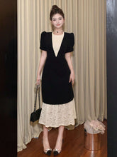 DAZY Women's Elegant Contrast Color Lace Patchwork Mini Dress